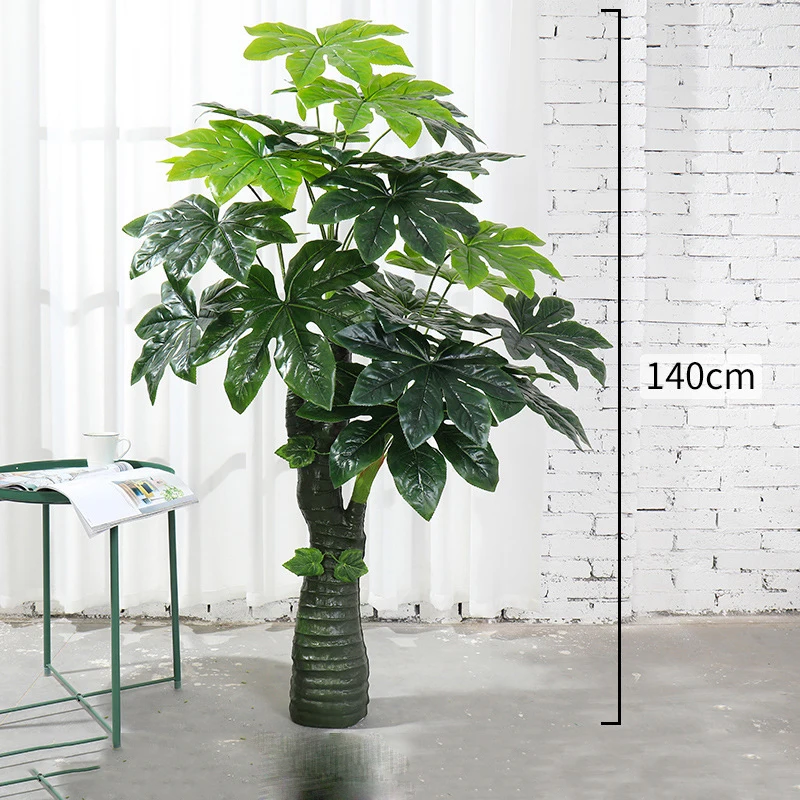 Home house outdoor decorative large potted pink white green fake golden cane areca artificial tall travelers Palm tree for sale