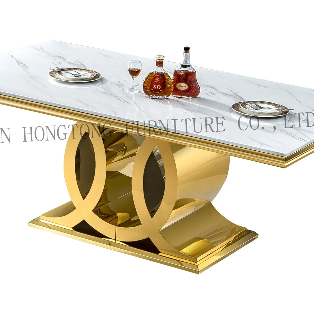 Best quality luxury gold white marble top dining table dining chair bling bling gold mirror silver dining room furniture