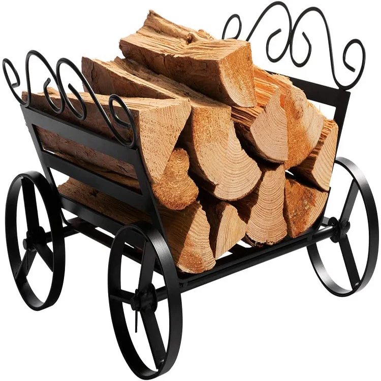 Factory Price Portable Metal Tool Kitchen Storage Rack Firewood Storage With Wheels
