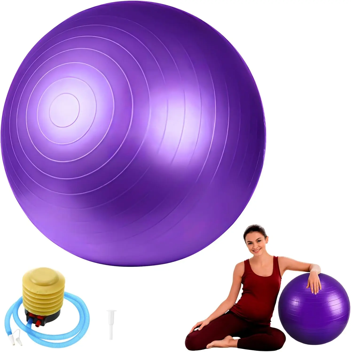 Custom logo PVC Anti-burst gym yoga exercise ball inflatable ball with pump 55cm/65cm/75cm/ yoga pilates ball