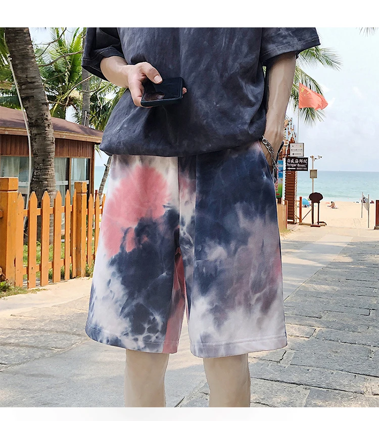 
Ready To Shipping Casual Cotton Shorts Tie Dye Shorts For Men 