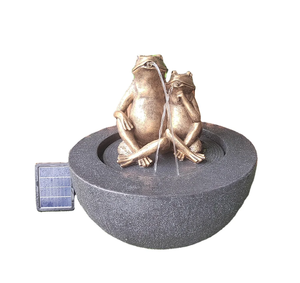 Two Frogs Spit Solar Water Fountain Outdoor Garden Fountain Solar Water Fountain