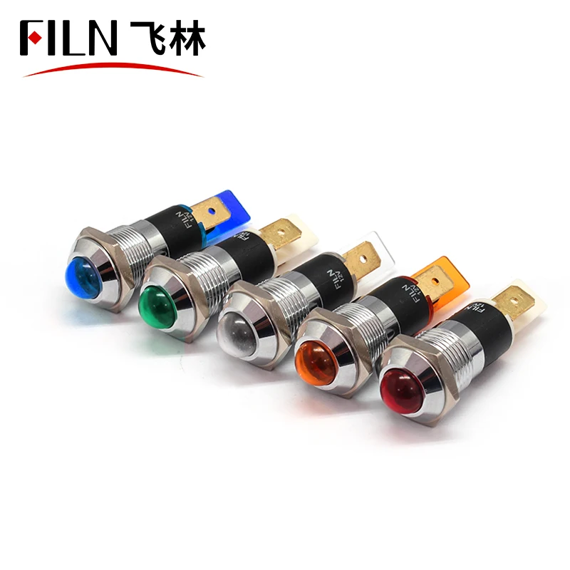  FILN 14mm convex head waterproof signal lights for motorcycle indicator with pins non-polarity led red yellpw green
