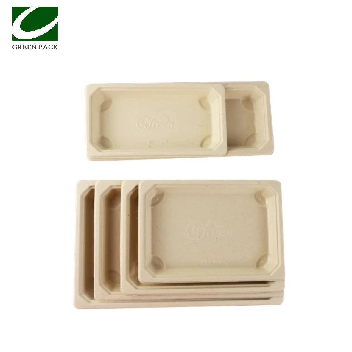 Rectangular Eco Sugarcane Bagasse Pulp Take Out Container Sushi Tray Fast Food Box With RPET Lid