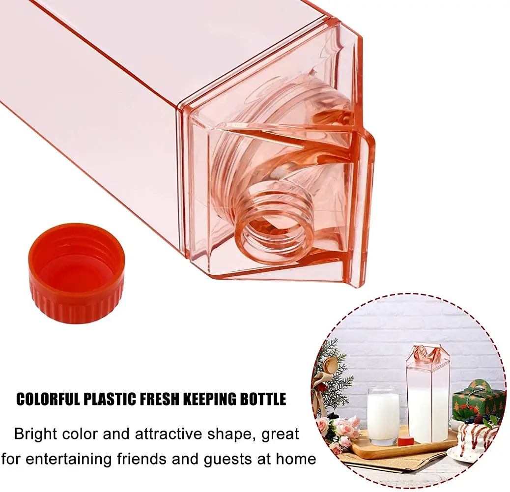 Customize Square Juice Drinking cup Plastic milk carton bottle Milk water bottle