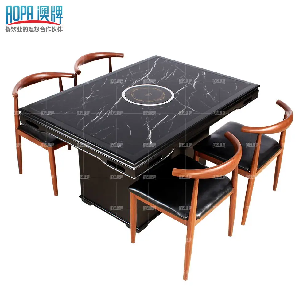 New design flexible large storage space wood+tables with hot pot shabu shabu restaurant furniture