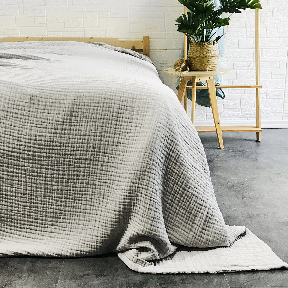 Custom Size 4 Layers Crinkle Cotton Gauze Blanket 100% Cotton White Color 110 x 110 cm Baby Blankets