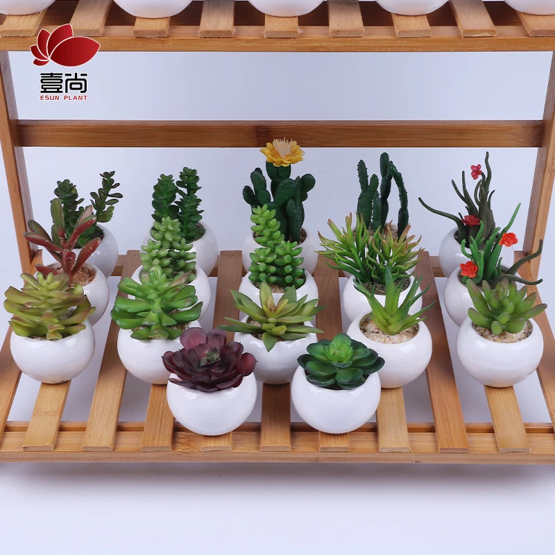 Factory direct sale small Mini Ceramic succulent Artificial Potted Plant For Home Decoration ES1196