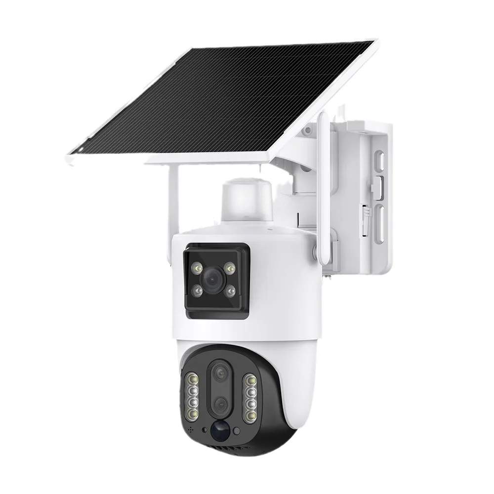 BP5 ZOOM V380 Solar Powered PTZ Wifi Camera 4G Three-Eye Dual-Screen HD Night Vision NVR Data 4MP Alarm Outdoor Camera