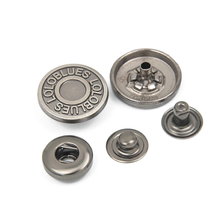 OEM 4 four part botones bag clothing 501 botton custom logo metal press snap fasteners buttons for jacket clothing with logo