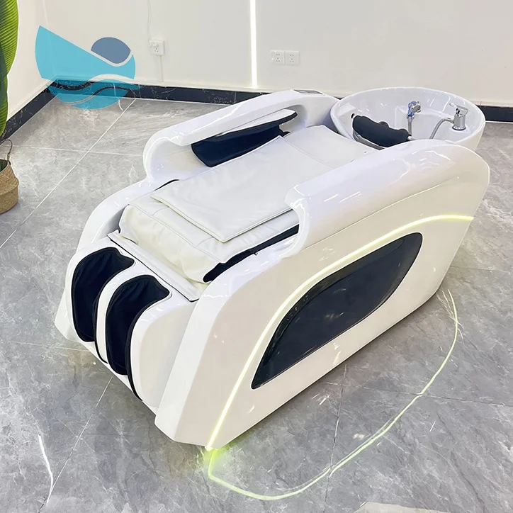 Professional Hair Washing Massage Chair Spa Water Circucaltion Head Therapy Shampoo Bed With Steamer Modern Shampoo Bowl Bed