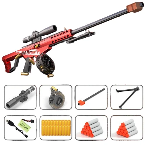 Barrett Manual Shell Throwing Soft Bullet Gun Wholesale Simulation Gun Toy Pull Bolt for Launch Kids Toy Guns