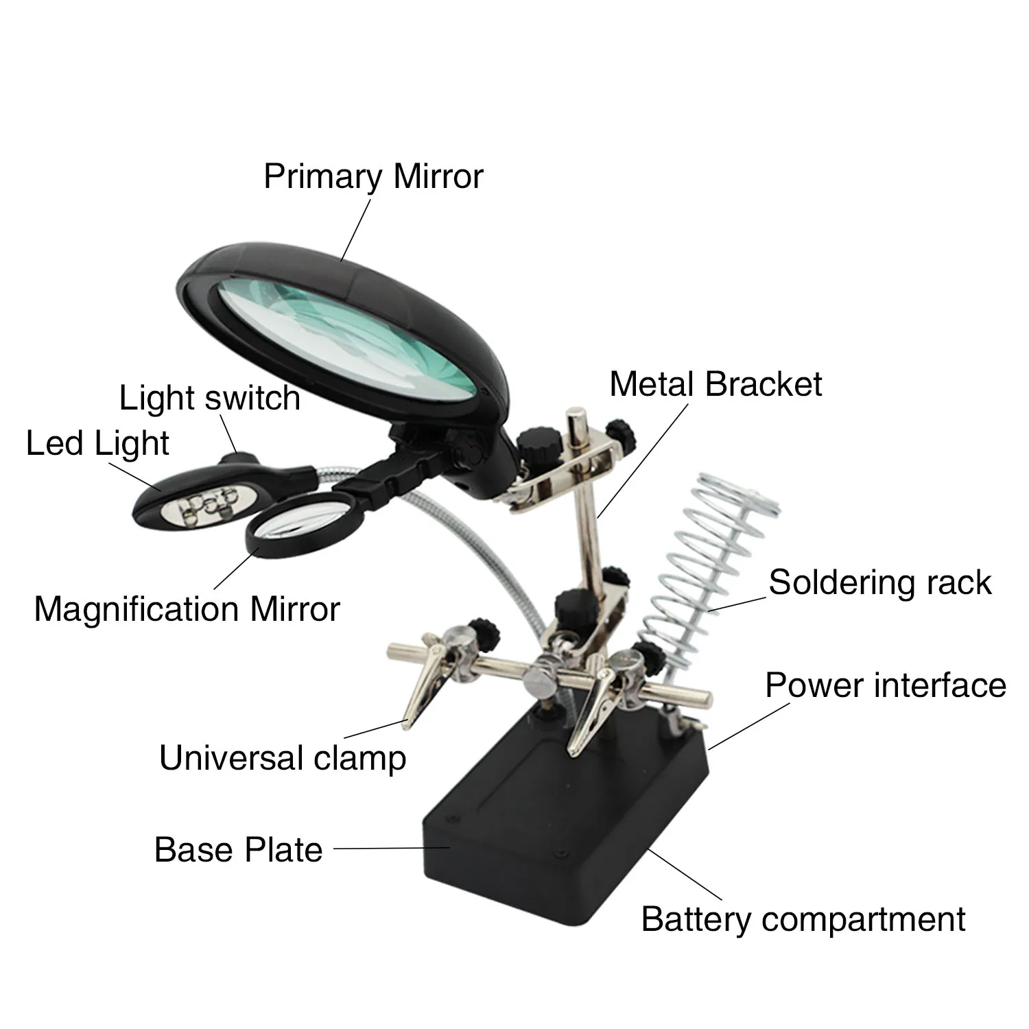 Welding Magnifier Workbench Soldering Iron Stand Soldering Iron Stand Electronic Repair with Light Led Workbench Light