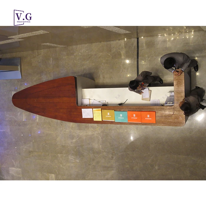 custom modern design office wood stone reception counter boat shape dental office reception pictures