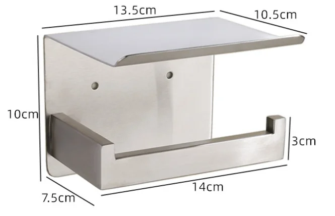 Rustproof Self Adhesive Toilet Paper Holder with Phone Shelf SUS304 Stainless Steel Wall Mounted Toilet Paper Tissue Roll Holder