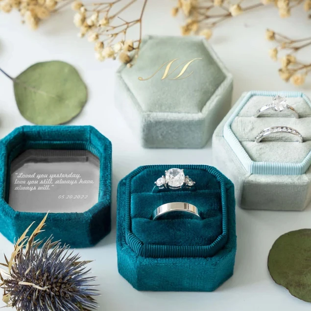 FADELI wholesale factory price luxury custom wedding green velvet jewelry box packaging for earrings necklace earing ring boxes