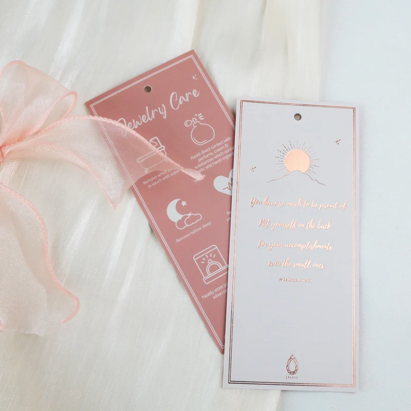Custom logo printing hangtag relief swing point UV gold foil label paper hangtag thank you card