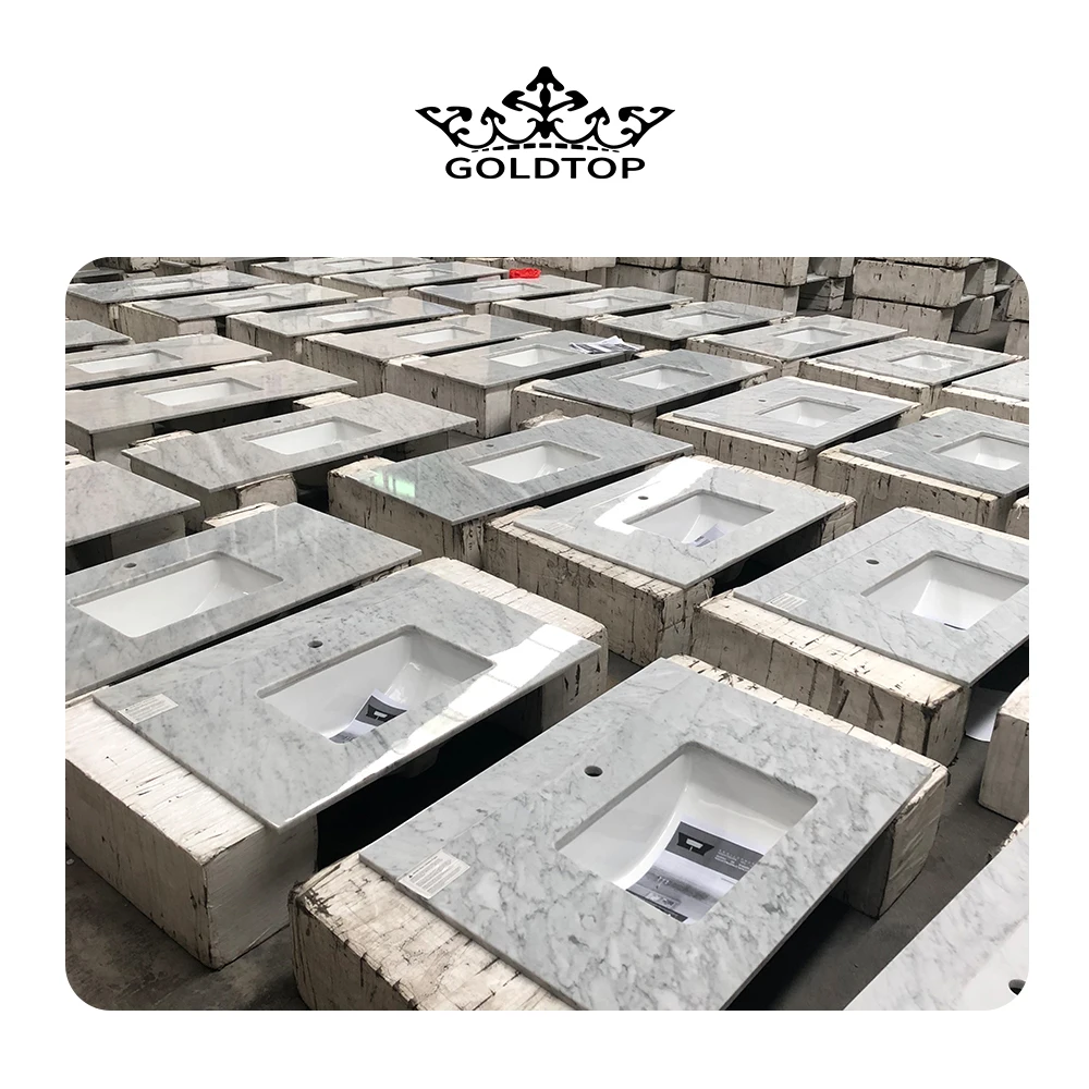 GOLDTOP OEM/ODM Marmore Wholesale Glossy Carrara White Marble Slabs for Floor Tiles and Kitchen Countertops