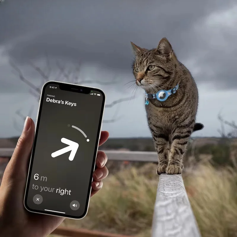 Gps Airtag ошейник для домашних животных из полиэстера Светоотражающий кошек с пряжкой
