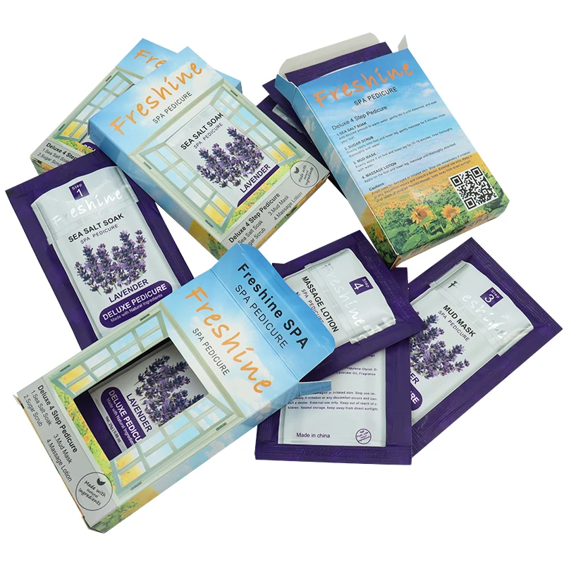 Foot Care Products Deluxe Pedi Spa 4 In 1 Include Sea Salt Soak Exfoliate Sugar Scrub Soothing Mud Mask Hydrating Massage Lotion