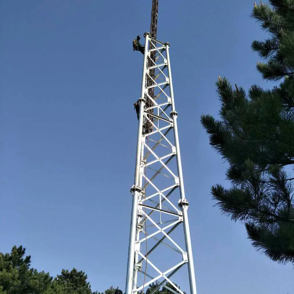 new design galvanized 3 legs tubular steel telecommunication tower telecom pipe towers