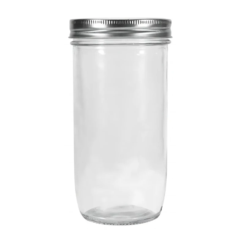 Wholesale Customise Empty Round 750ml 24oz Wide Mouth Mason Jar with Lid and Straw