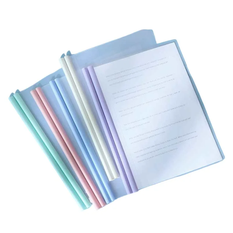 Large capacity transparent folder Clear and unobstructed file folder plastic Draw Rod Clamp PP material cover file folder