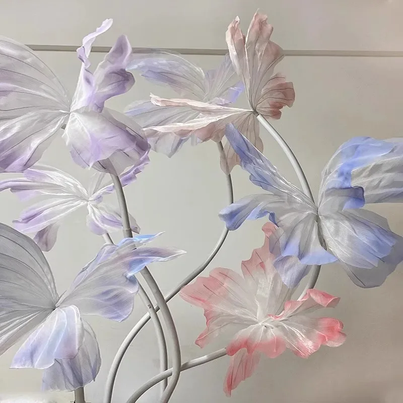 Fashion Wedding Stage Layout Floral Window Display Party Silk Flower Decoration Handmade butterfly Decorations