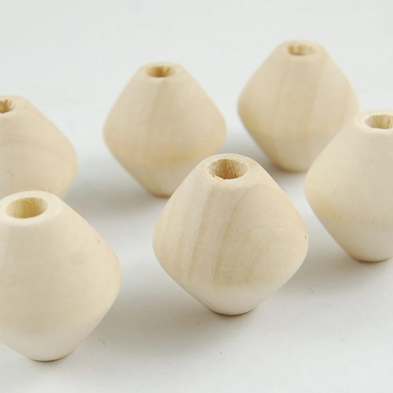 Tailai Natural Solid Wood Large-Hole Diamond-Shaped Beads: Perfect for DIY Jewelry Making and Handcrafted Decorative Projects