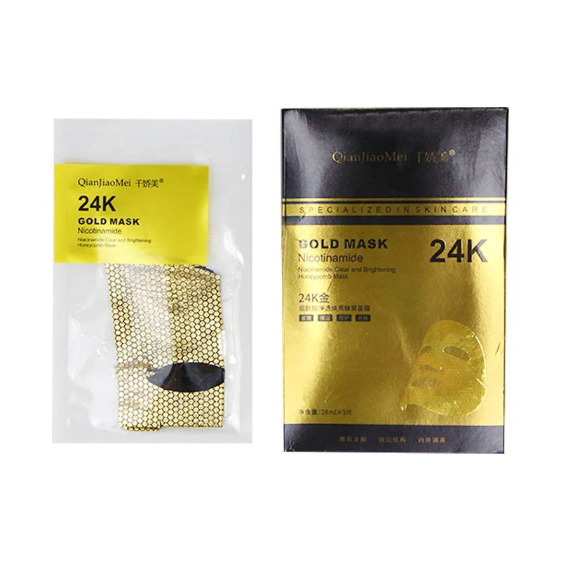 OEM частная марка 24K Золотая маска для лица с никотинамидом и осветляющая Антивозрастная листовая