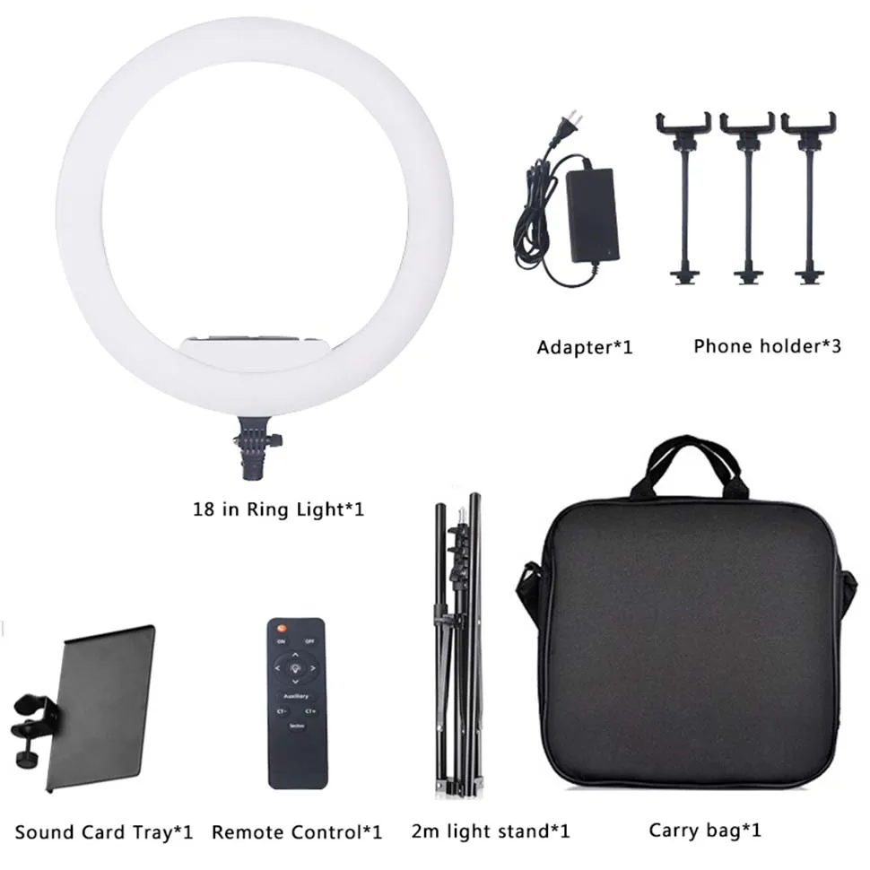 New Design 18inch Led Ring Light with sound card tray Led Ring Lamp Photography Video Ringlight
