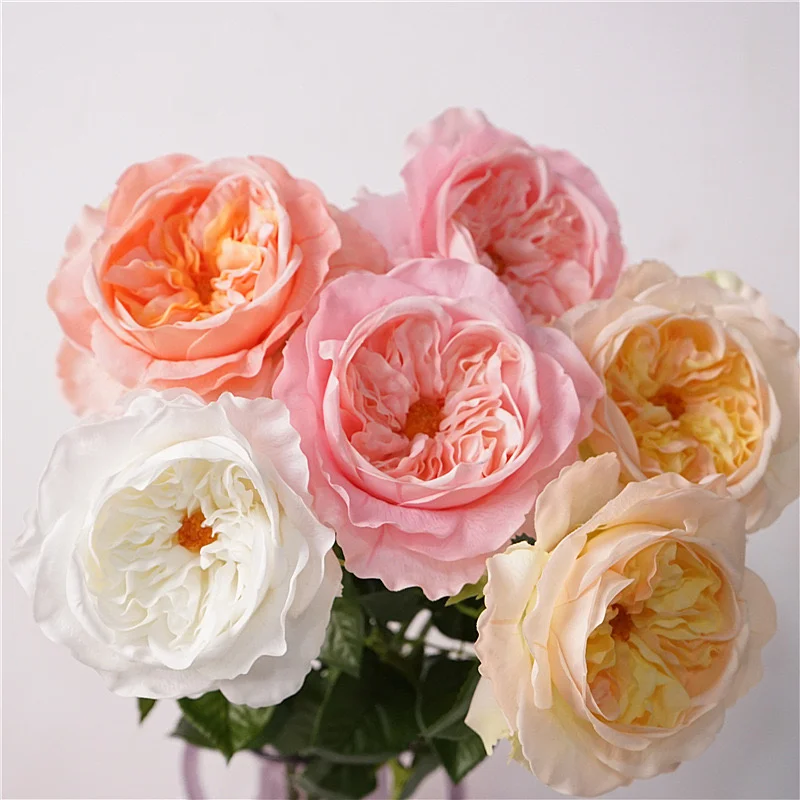 new trend bohemian style single stem real touch austin roses artificial real touch juliet roses for hotel and home decoration