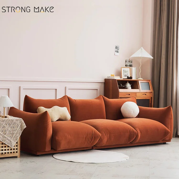 Three-Seat Home Minimalist Simple Modern Lounge Furniture Hotel Small Apartment Living Room Fabric Vintage Sofa For Living Room