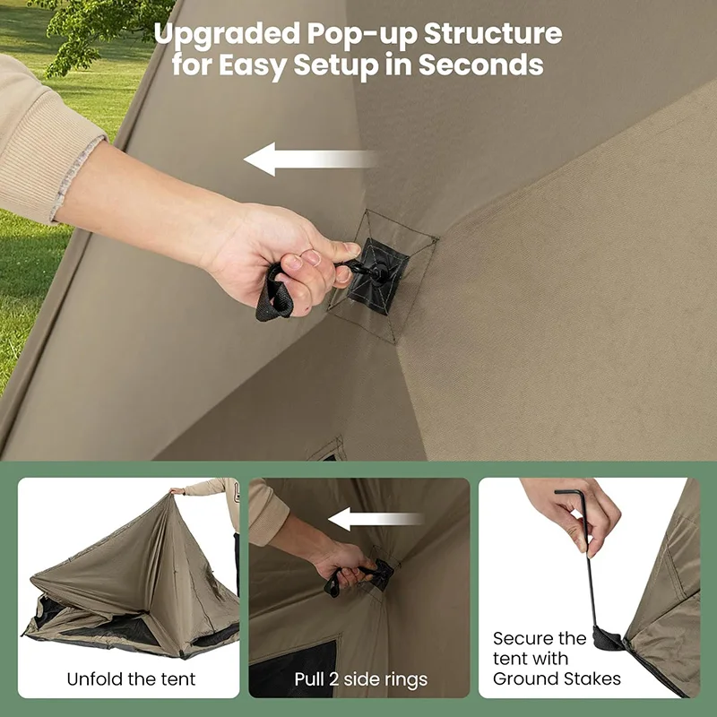 4-6 Person Waterproof Pop-Up Dome Tent Skylight Rainfly 3 Zippered Mesh Doors  Easy Outdoor Setup Carry Bag Camping