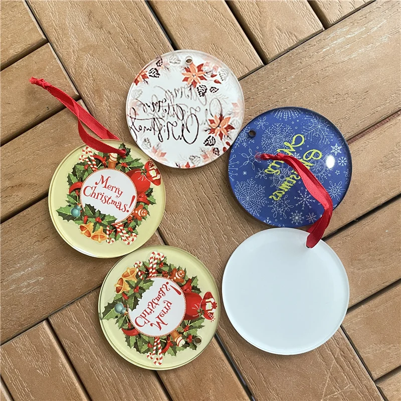 MDFSUB Acrylic Sublimation Blank Ornaments Circle Hanging Ornament 5mm thick sublimation Acrylic Ornaments for Christmas decor