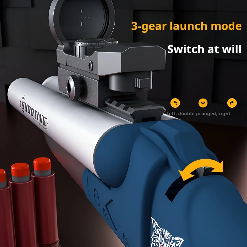 Double-tube spray Soft Bullet Gun Manual Bolt throwing shell shotgun   Chicken eating toy gun Boys
