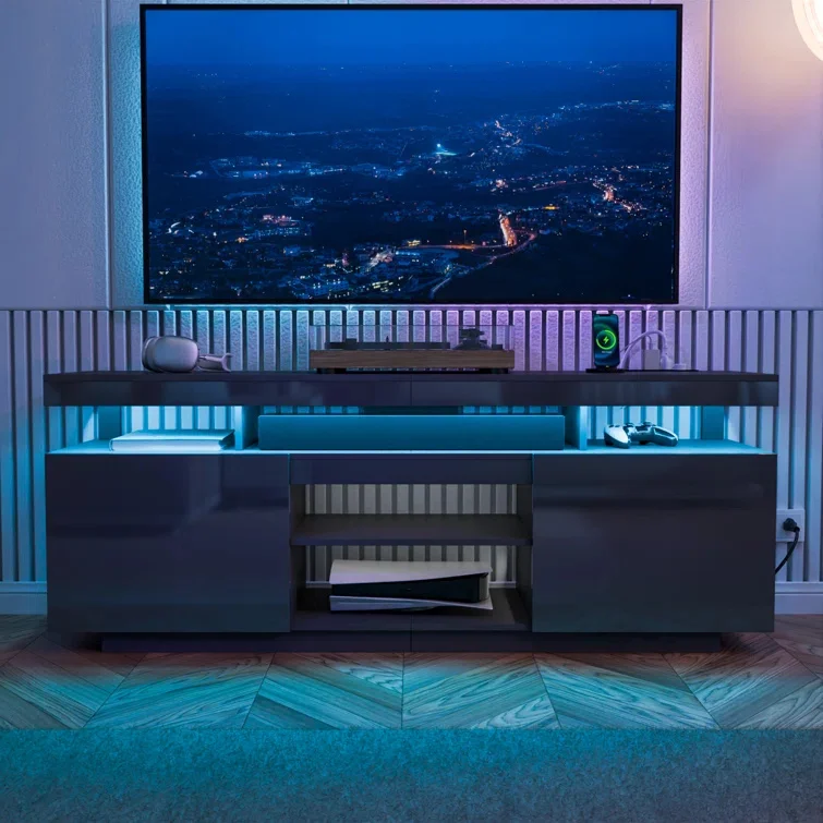 63 78 мультимедийная консоль современного дизайна с RGB-подсветкой и выходом подставкой для телевизора до 70 дюймов