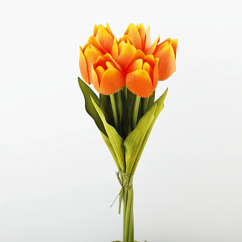 New Soft Latex 7 Heads Flower Tulip Artificial flower Bouquet Parrot White Tulip for Event Decor Decoration