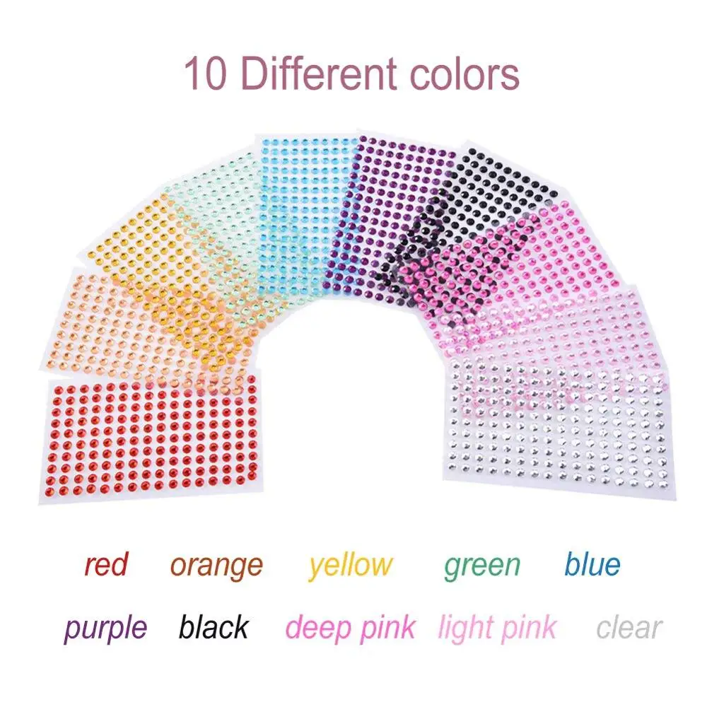 multi color self adhesive craft crystals gems flat back acrylic resin jewel