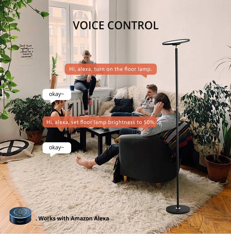  Поддержка Amazon Alexa Google Home современный торшер Smart WiFi RGBW светодиодная Напольная Лампа вверх и вниз