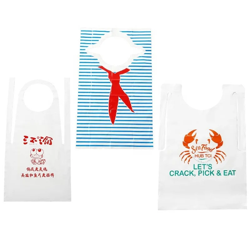 Disposable Adult Bibs with Crumb Catcher 100 Pack Plastic Free Shipping