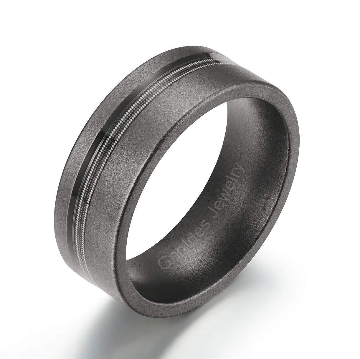 Gentdes Jewelry Wholesales Jewelry 8MM Flat Matt Gun Gray Titanium Wedding Bands Guitar String Rings Women Men Titanium Rings