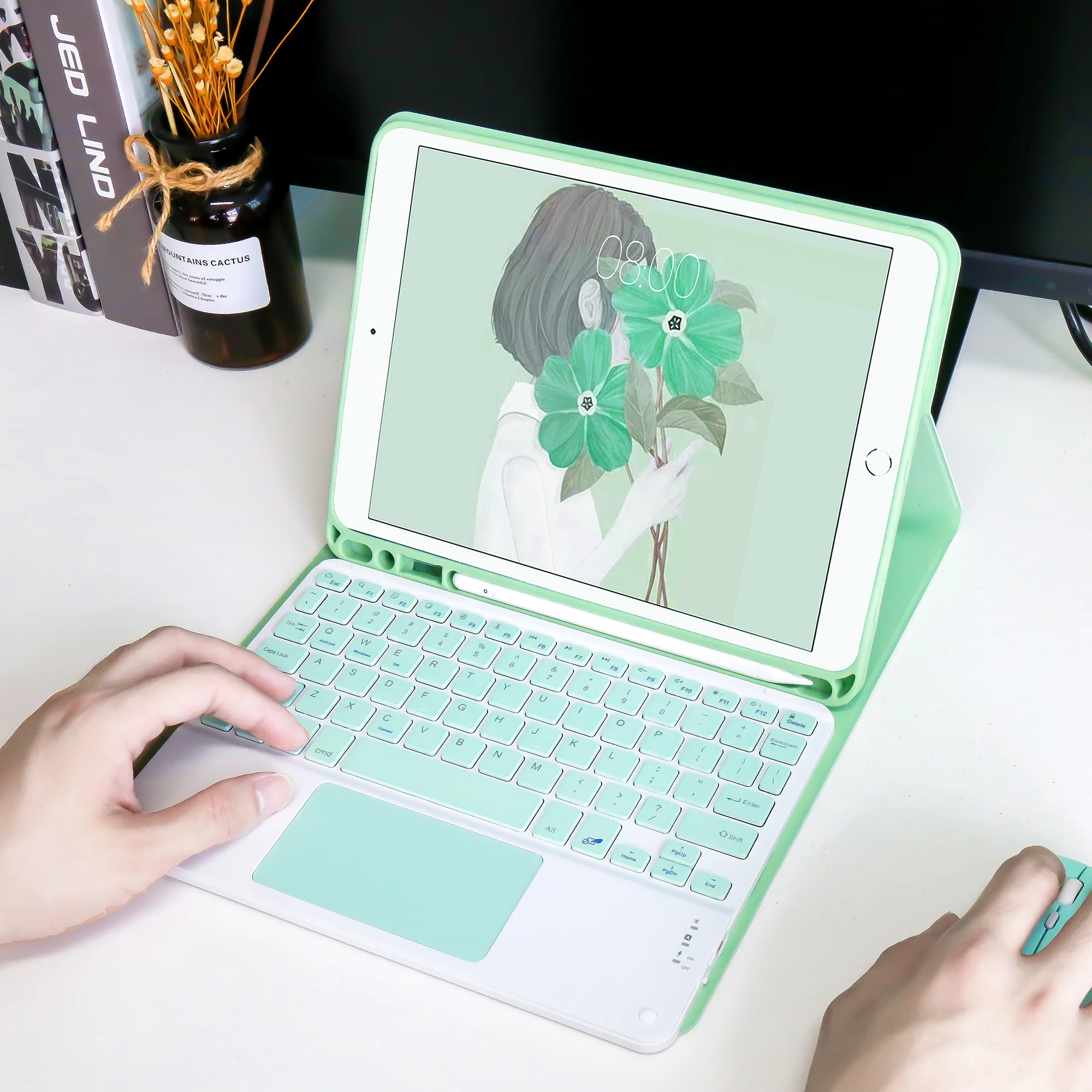 For Ipad Pro11 2021 2020 2018 Pu Leather With Touchpad Blue tooth Keyboard 11 Inch Tpu Tablet Case With Pen Slot