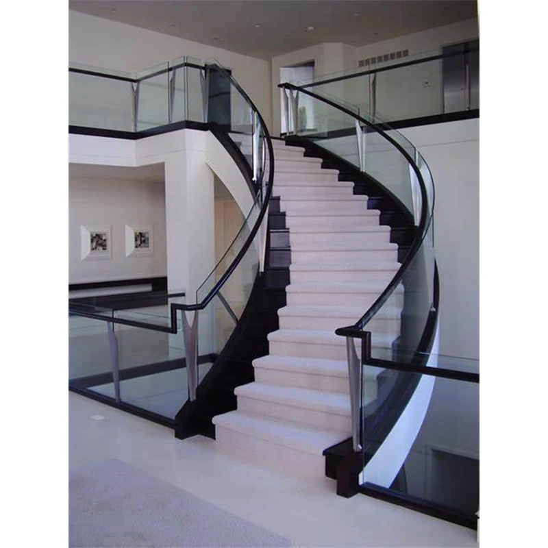 Top Quality Curved Timber Stairs Spiral Staircase  Curved Staircase For House And Villa