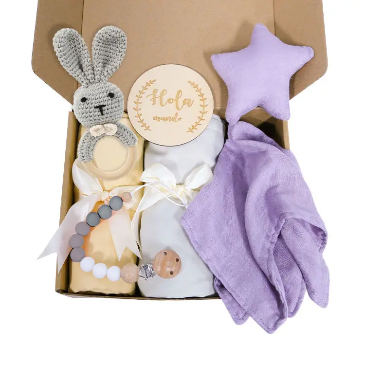 Wholesale Supplier Newborn Luxury Swaddles Wraps Muslin Baby Receiving Blanket Set with Bunny Toys
