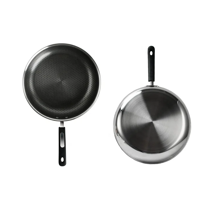 Горячая распродажа 3-слойная нержавеющая сталь сотовая Антипригарная посуда 24-28 см антипригарная сковорода для приготовления