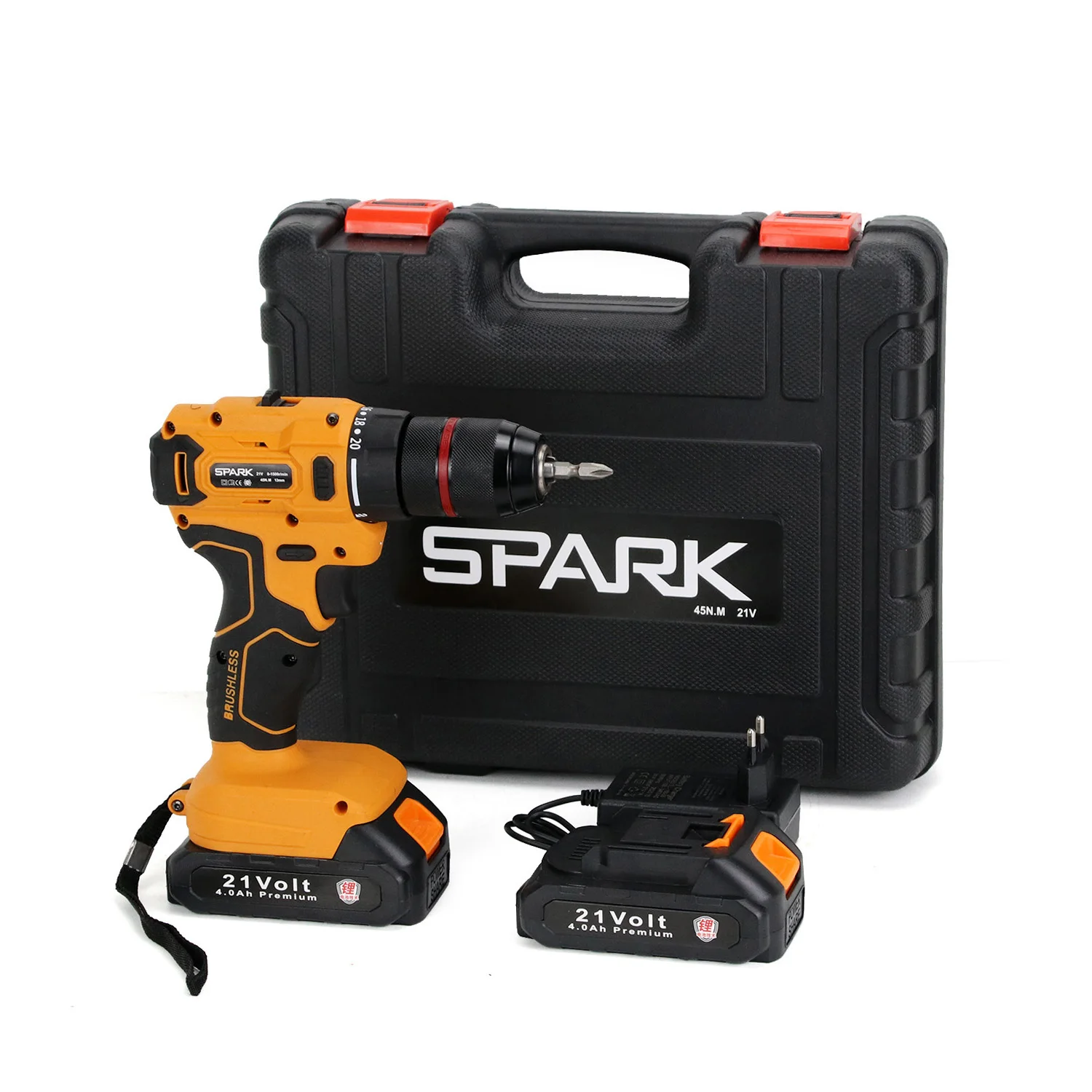 Portable 21V Lithium Battery Cordless Brushless Electric Drill Machine 13 Mm Professional New