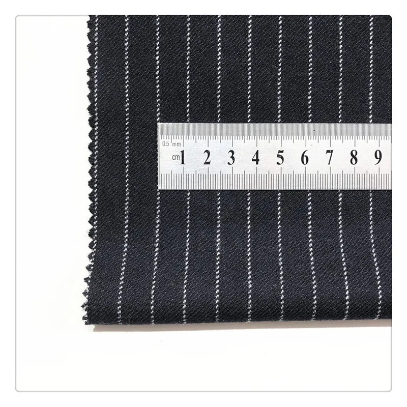 250gsm Plaid Woven Yarn-Dyed Malden Wool Fabric 30%Wool 20%Rayon 50%PolyesterSingel Sided Stripe Smooth Wool Fabric for Suit