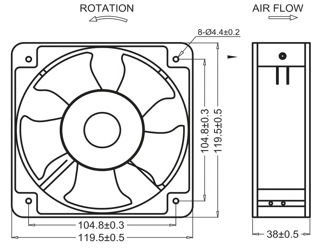 MEIXING GX12038  110V 220V 380V AC ball axial flow fan 120x120x38mm aluminum frame plastic blade cooling radiator fan