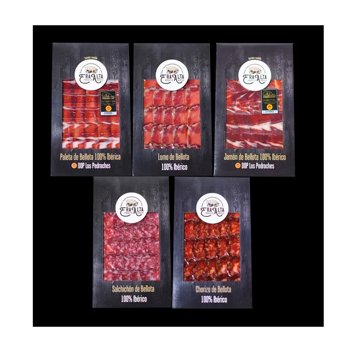 Era Alta IBERIAN Loin. Acorn fed 100% Spain black Iberian pig. POD Los Pedroches. Cured Iberian Products sliced vacuum packed